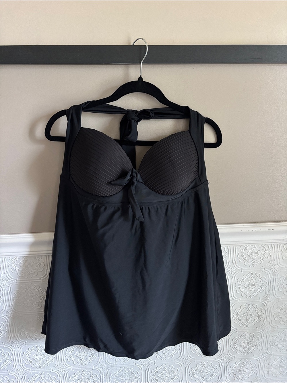 NWT Meet Curve Black Halter Tankini Swim Top with Molded Cups-size 3X